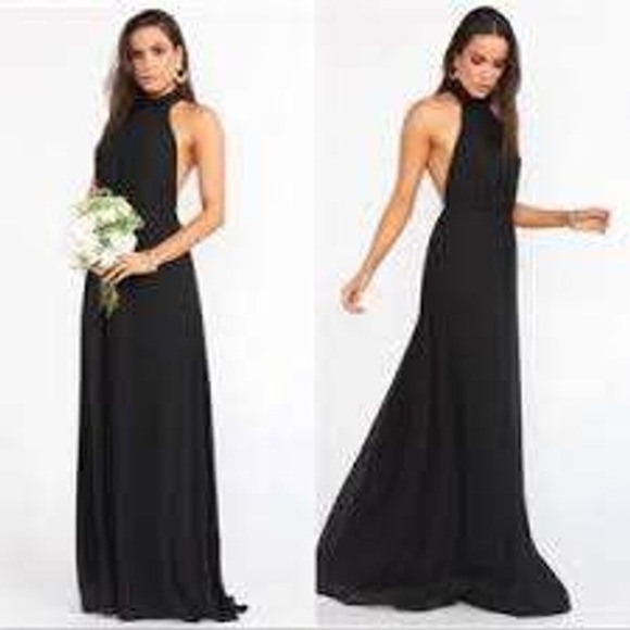 Show Me Your Mumu Colette Black Halter Maxi Dress‎ Size Small Long Formal Gown - Picture 1 of 8